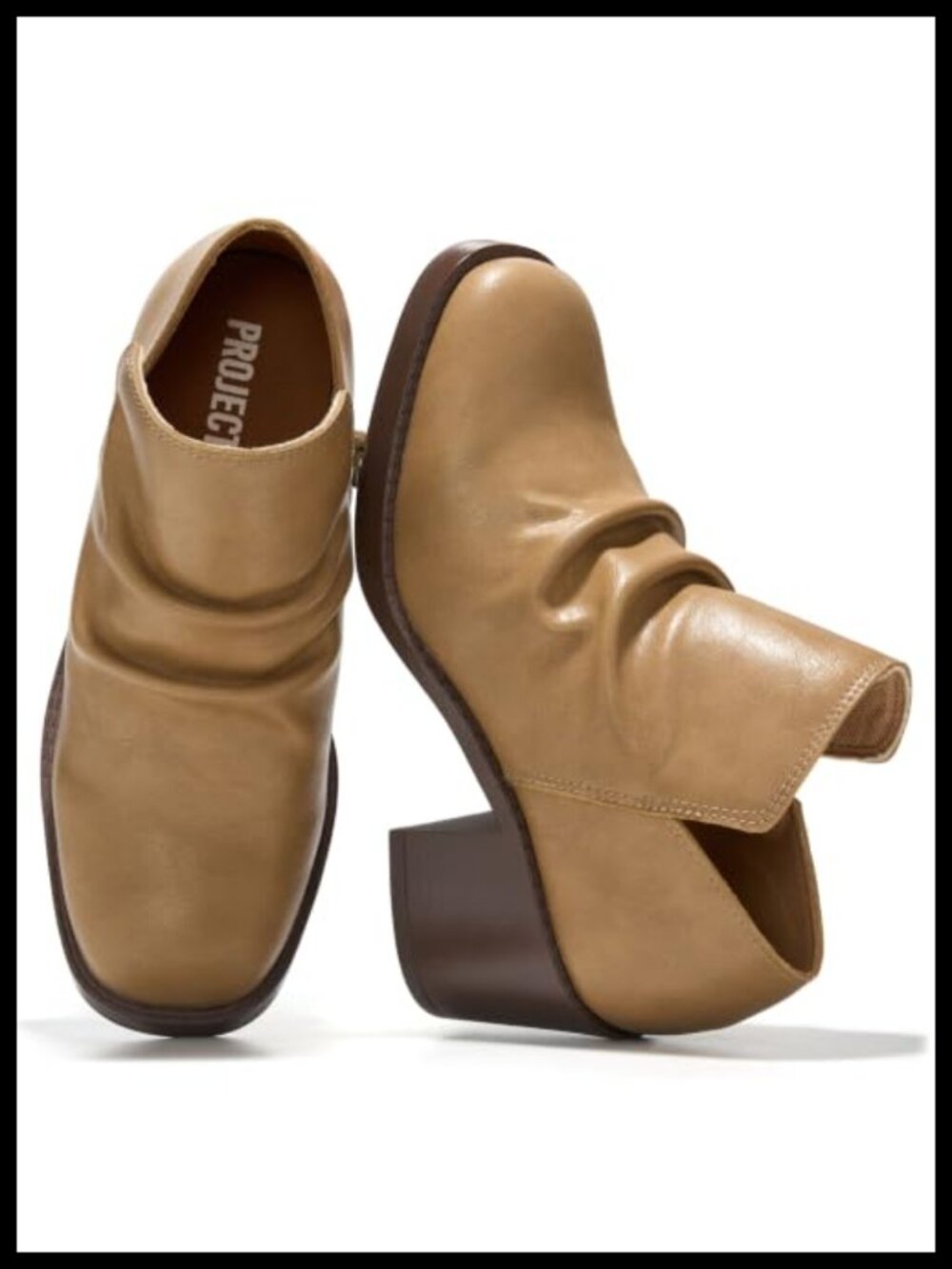 Genuine Leather Slouch Ankle Boots Block Heel Heeled Booties for Women